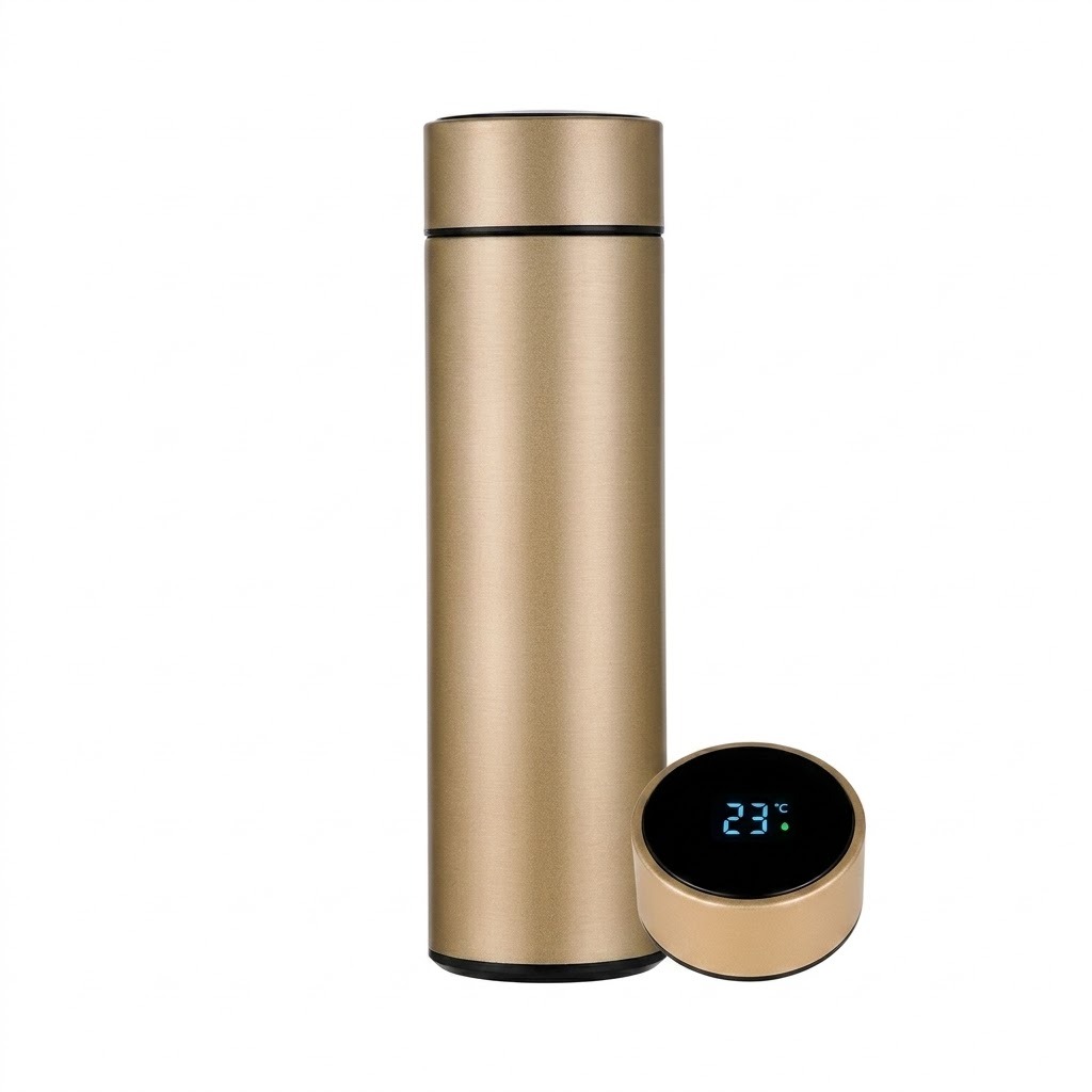 Smart LED Temperature Display Insulated Stainless Steel Water Bottle (Gold)