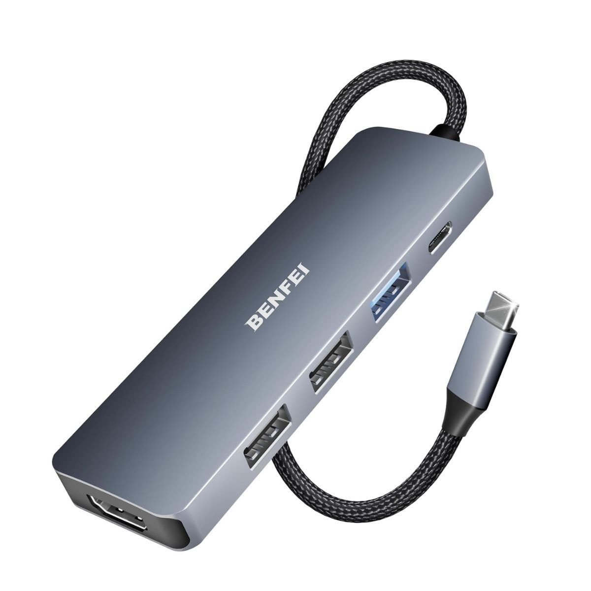 Benfei Usb C Hub 5- In- 1 With 4K Hdmi/ 100W Power Delivery/ 3 Usb- A