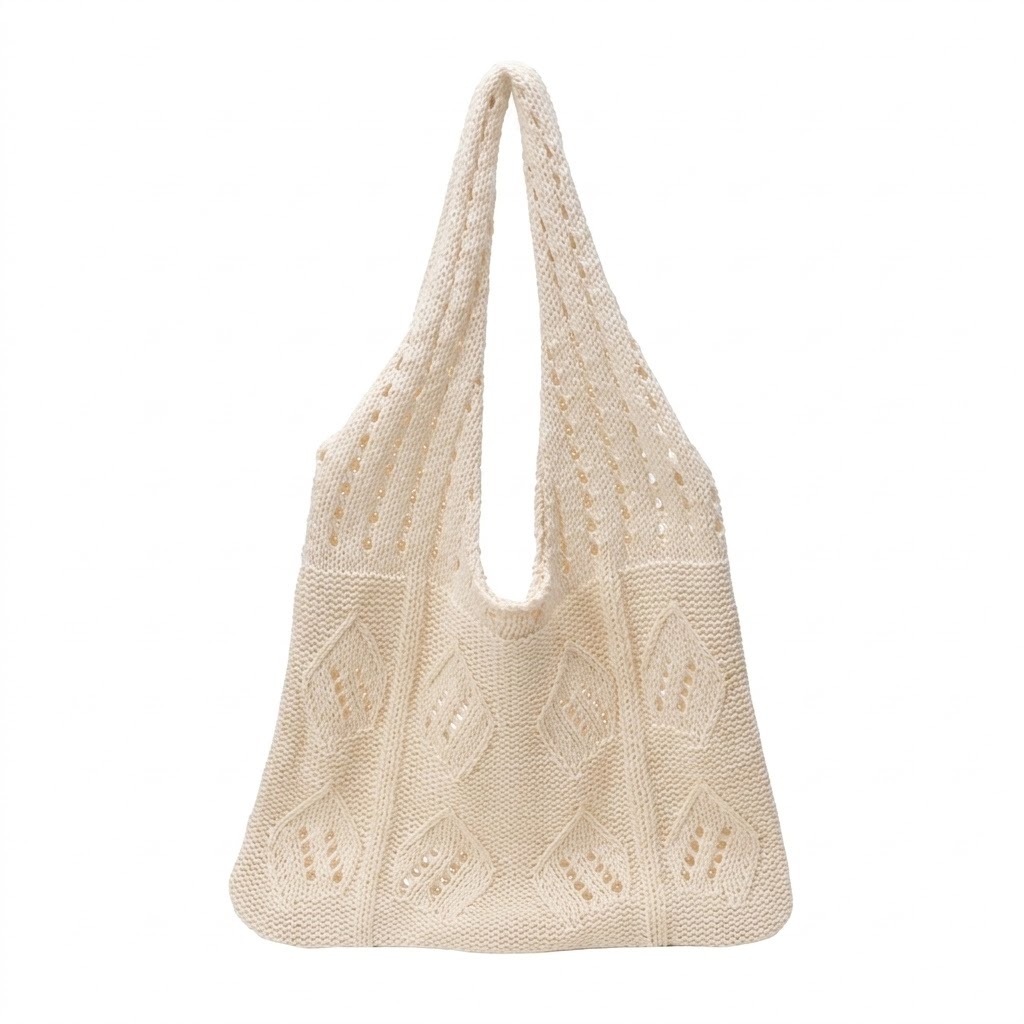 HOOTO Knitted Crochet Shoulder Summer Bach Bag (Light Apricot)