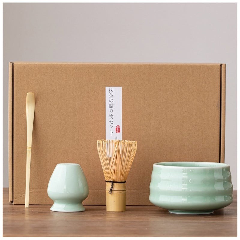 Matcha Set,Tea Dispensing 4-Piece Set - Light Green