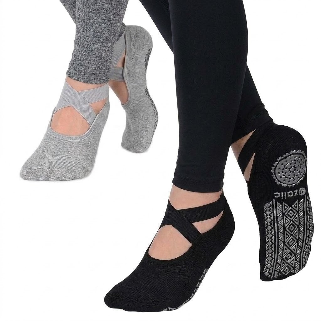 2 Pairs Non-Slip Grip Socks for Women – Yoga & Pilates