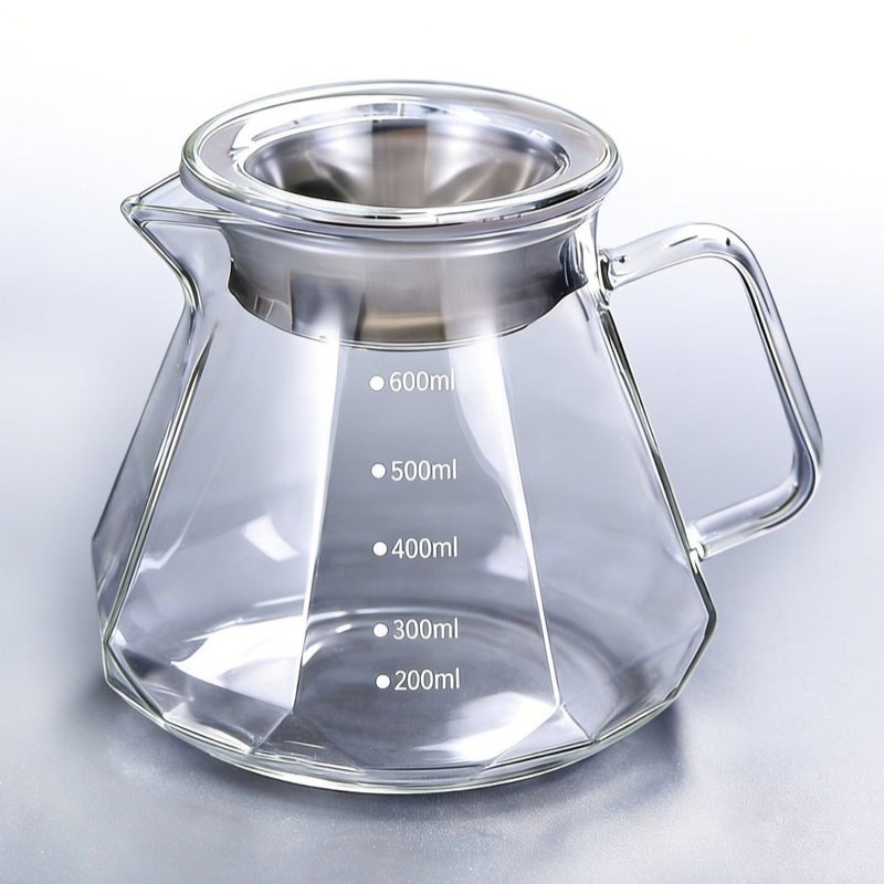 V60 Borosilicate Glass Coffee Pot 600mL Diamond Style Teapot