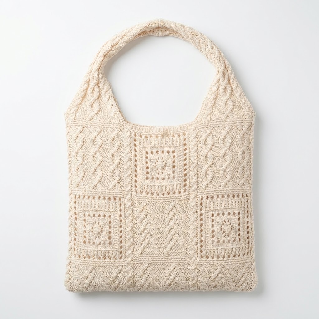 Aesthetic Knit Crochet Beach Bag Lightweight Summer Tote