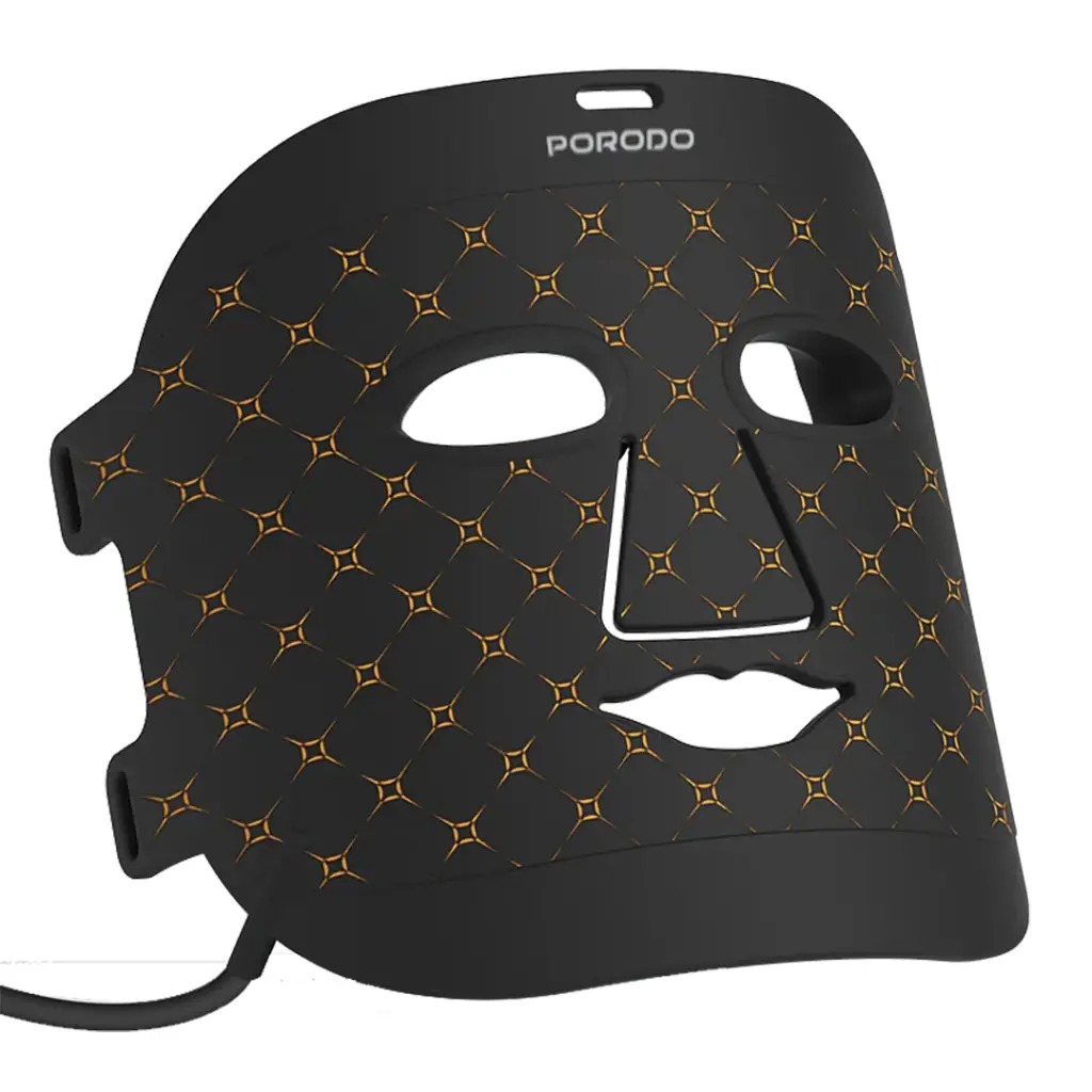 Porodo Soft Silicone LED Facial Mask with 7 color Light Therapy - Black