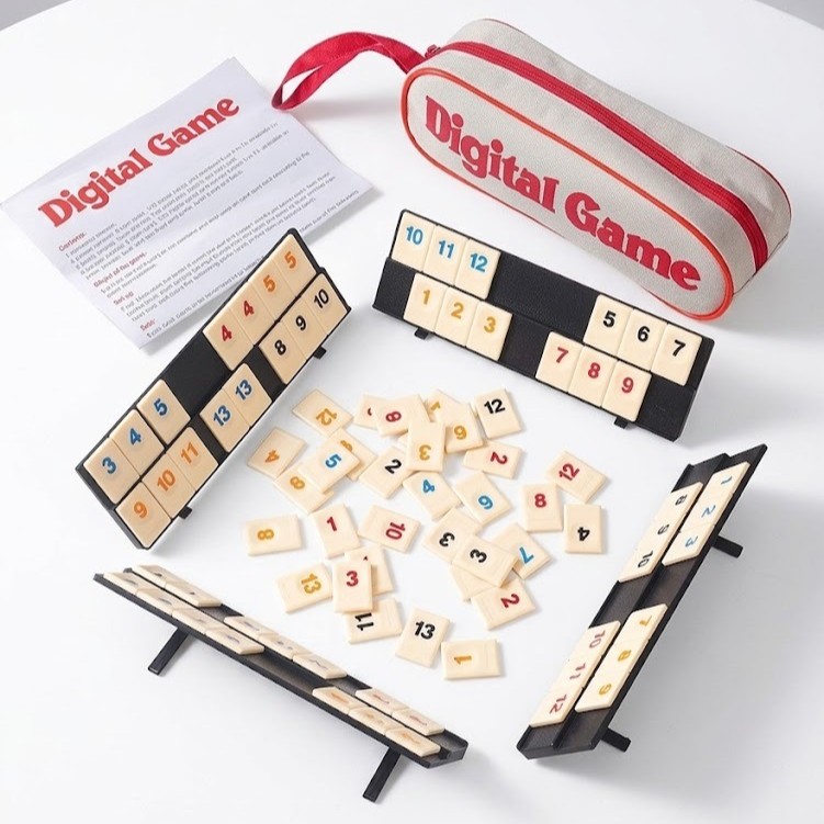 Classic Rummy Tile Game Set (106 Tiles with 4 Racks & Portable Case)