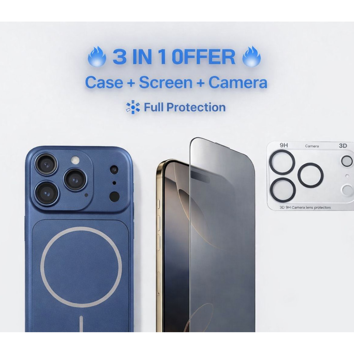 3-In-1 Bundle for iPhone 17 Pro Max - Blue