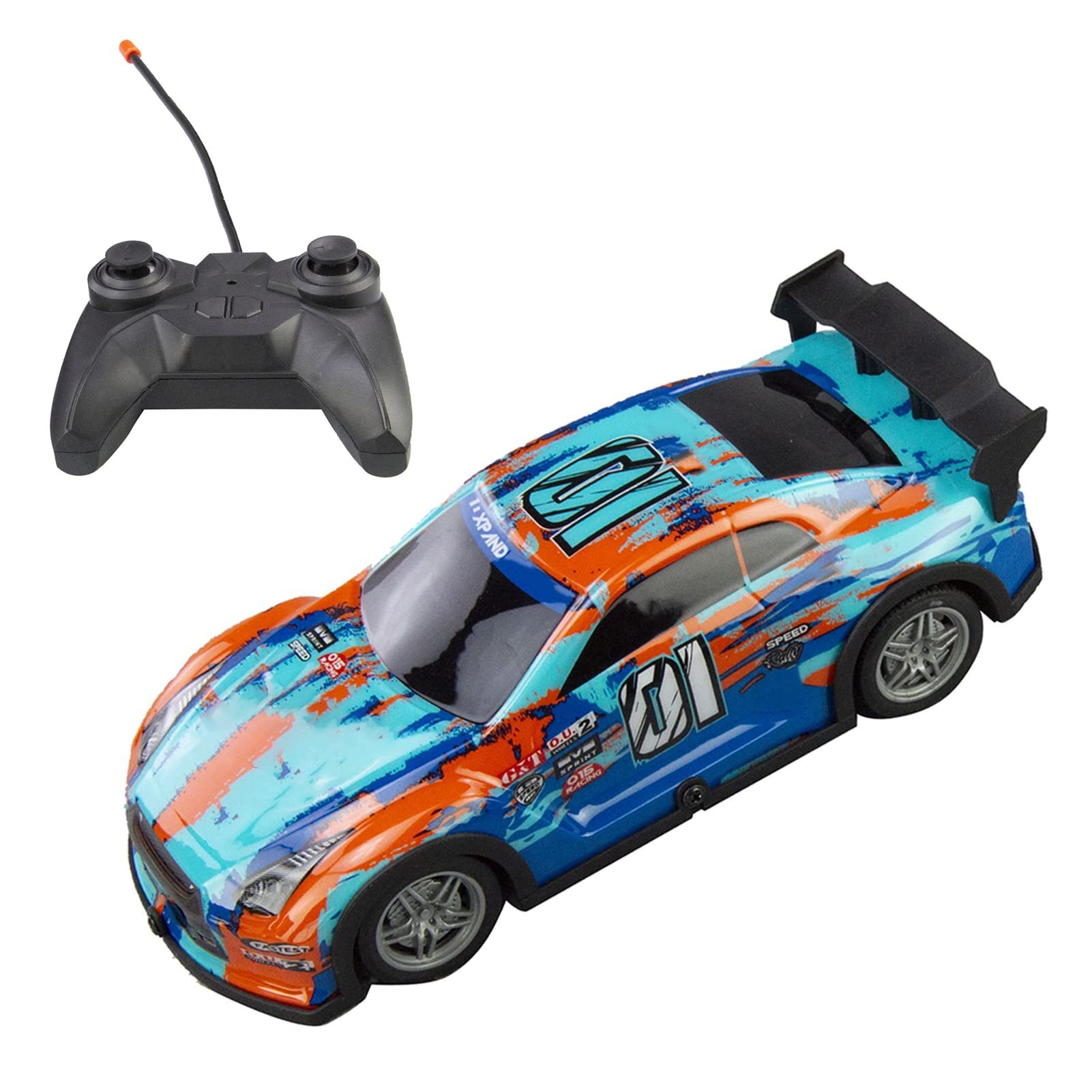 Gearbox Kool Speed Luminous Remote Control Car, Light Up RC Car Toys Blue