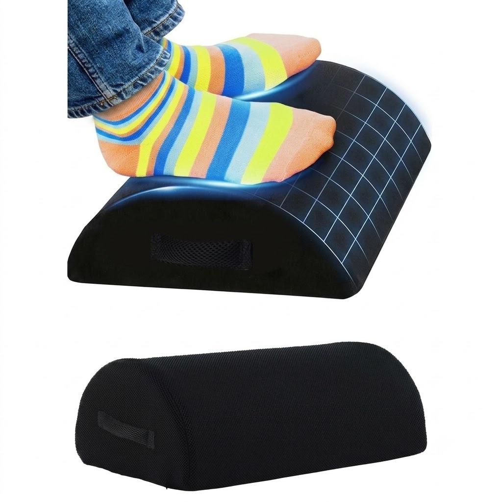 Foot Rest Cushion Non-slip Half Cylinder Design For Office,Black