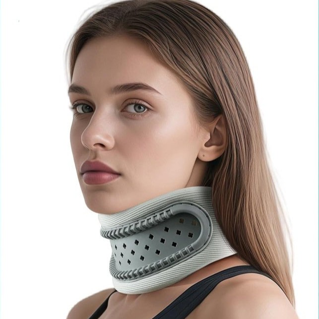 Neck Brace Support Cervical Collar Silicone Breathable Hard Frame (Space Gray)