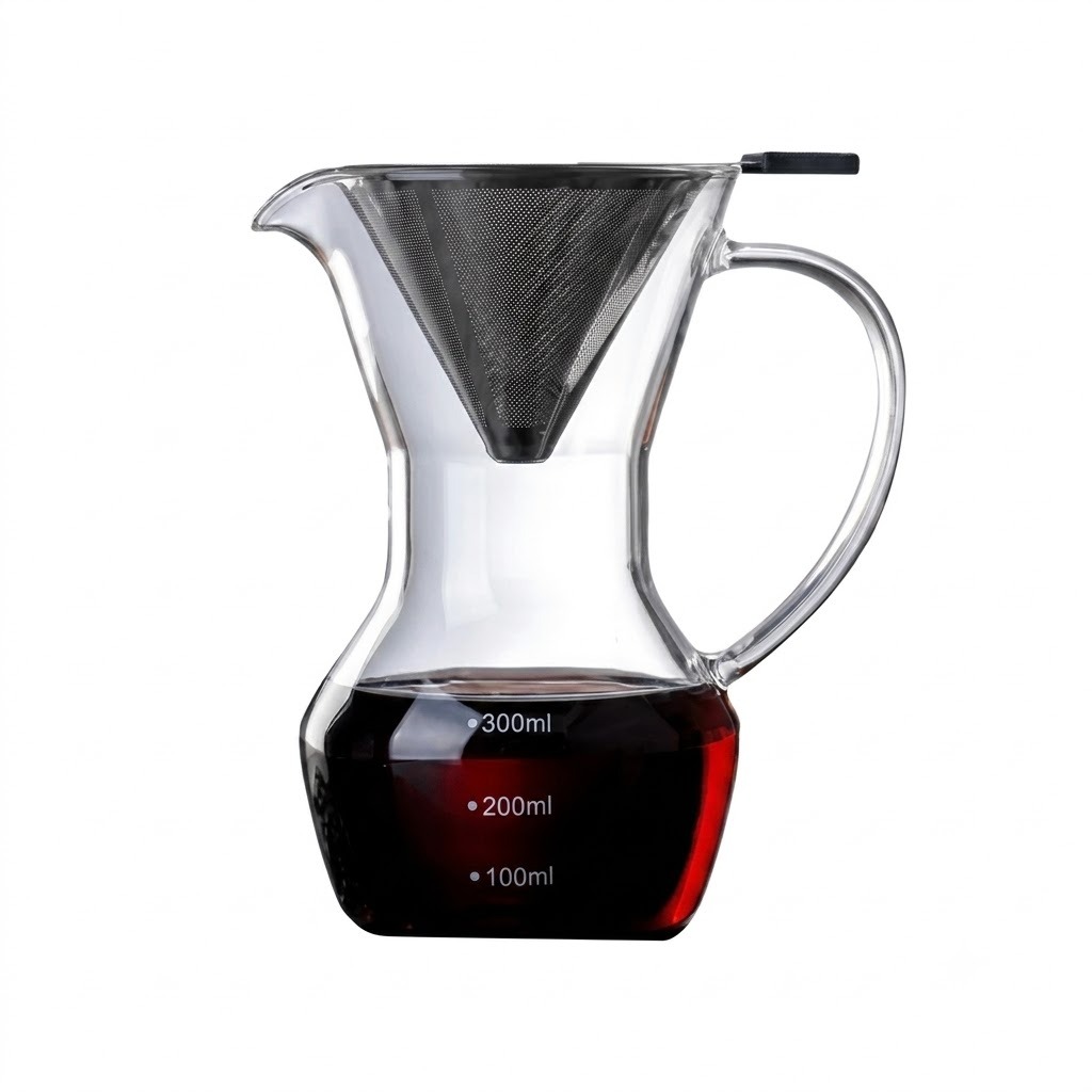 Coffee Kettle With Filter Drip Slow Brew Clear 300ml