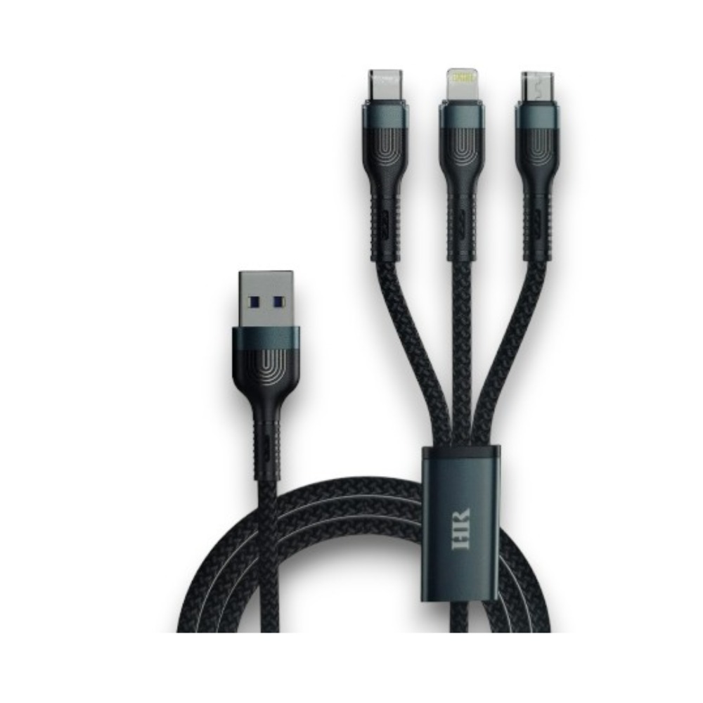 HR Fast Charger Cable For Lightning + Type-C + Micro (HR-086)