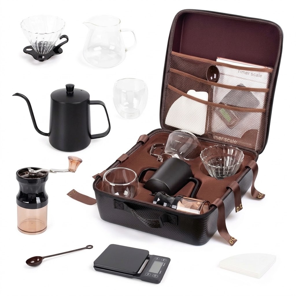 9-Piece V60 Outdoor Pour-Over Coffee Maker & Serving Set with Travel Case
