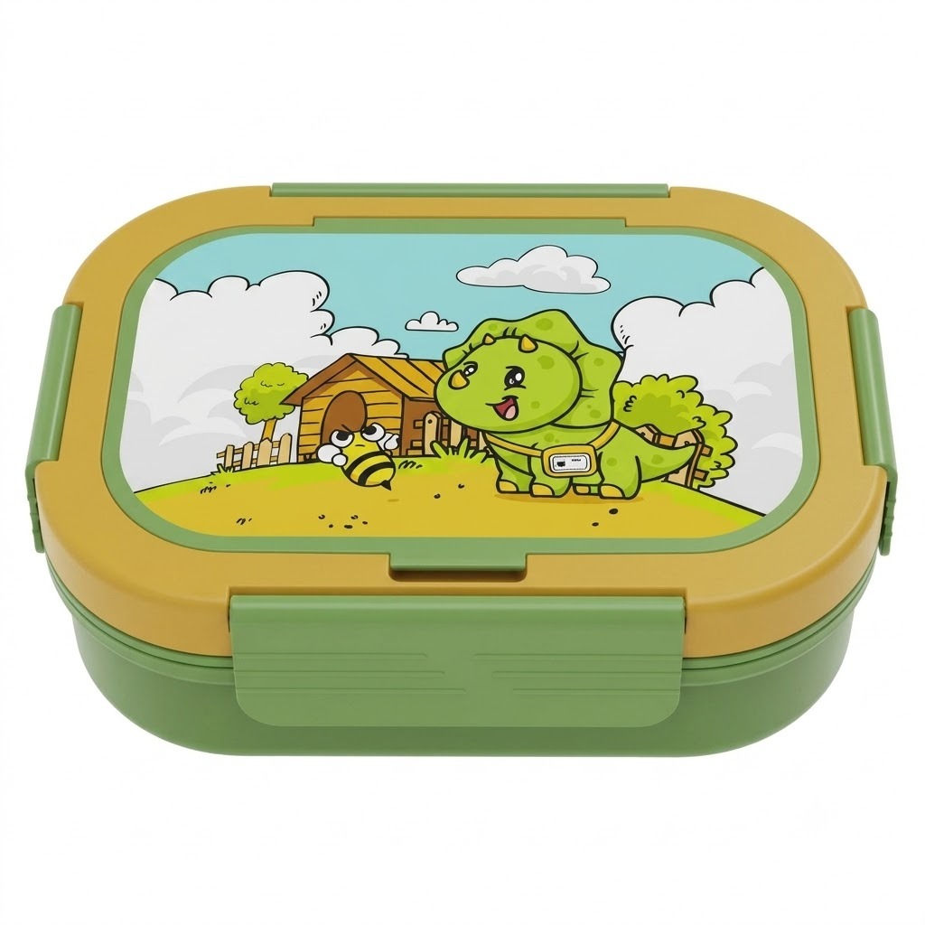 PEARL Kids Regular Plastic Bento Lunch Box - Dino Design