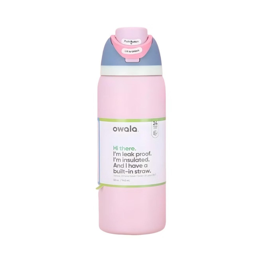 Owala FreeSip Insulated Stainless Steel Water Bottle with Straw 945 ml - Strawberry Pink