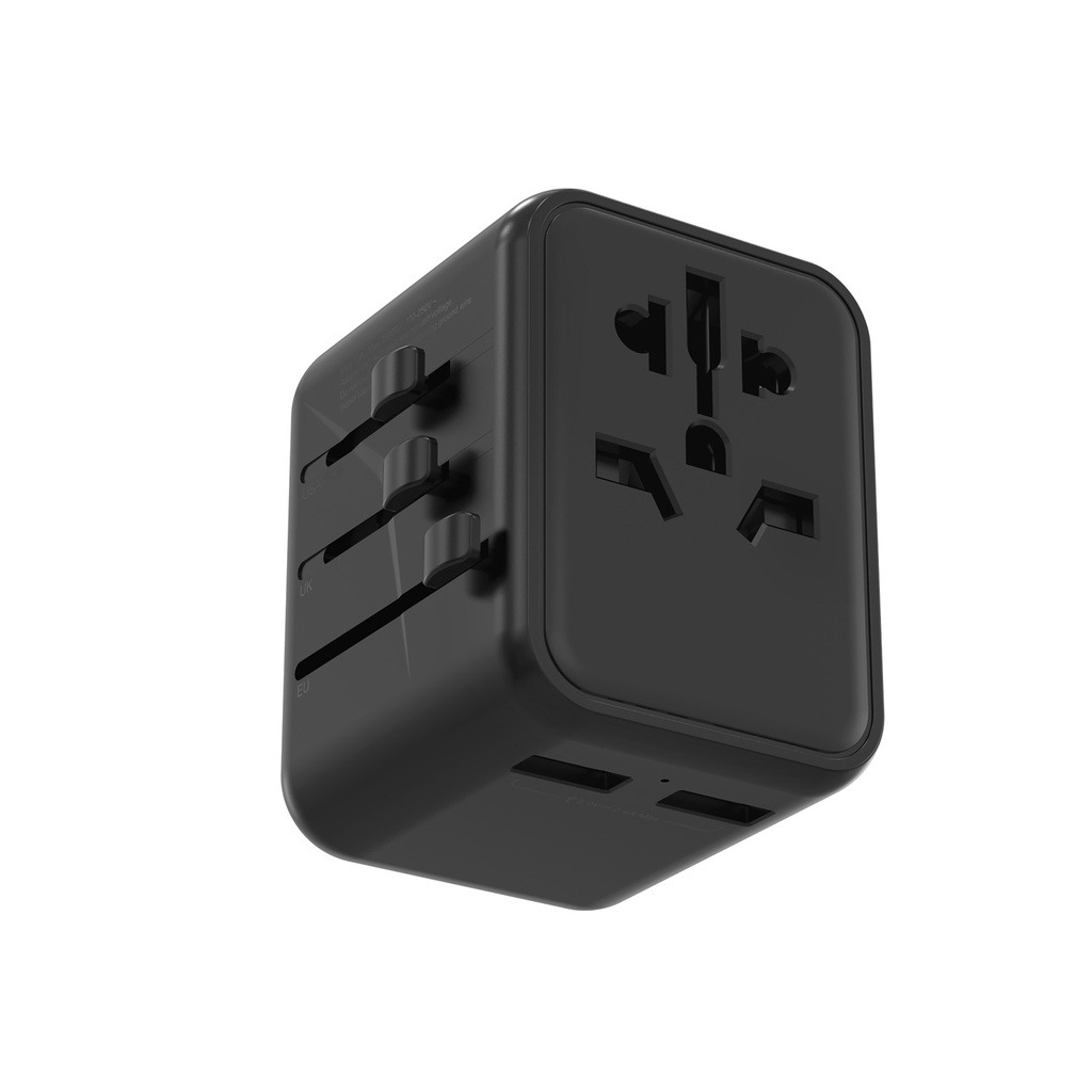 Porodo Dual USB-A Universal Travel Adapter 2.4A - Black
