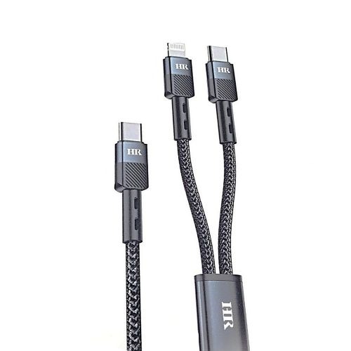 HR - 2 IN 1 PD HIGH PWER CHARGE CABLE TYPE-C + LIGHTNING (HR-824PD)