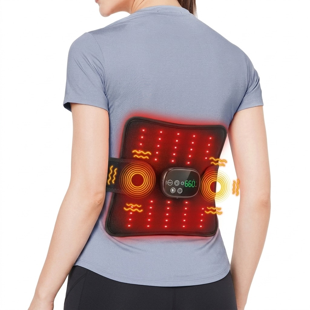 Wireless Red Light & Infrared Therapy Pad Vibration Massage for Pain Relief (5000mAh)