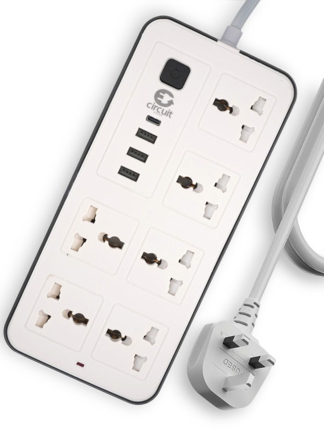 Circuit Green UK Electrical Extension Lead – 6 Sockets, USB & Type C (2 Meters)