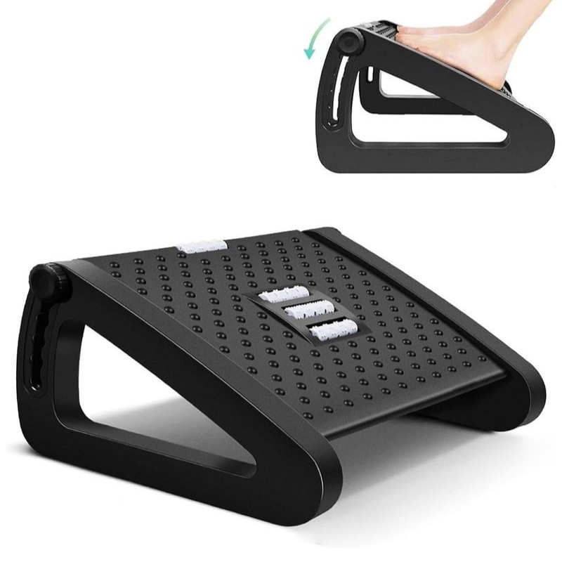 Adjustable Ergonomic Under-Desk Footrest with Massage Rollers YZMA GLOBAL (Black)