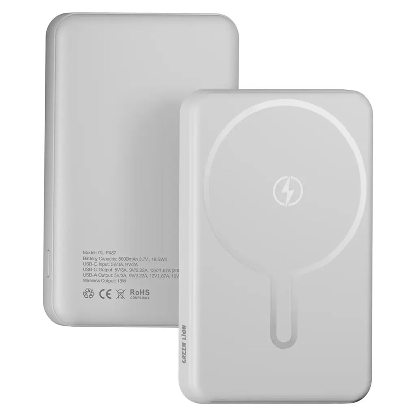 Green Lion MALAGA 5000mAh Power Bank PD 20W - White