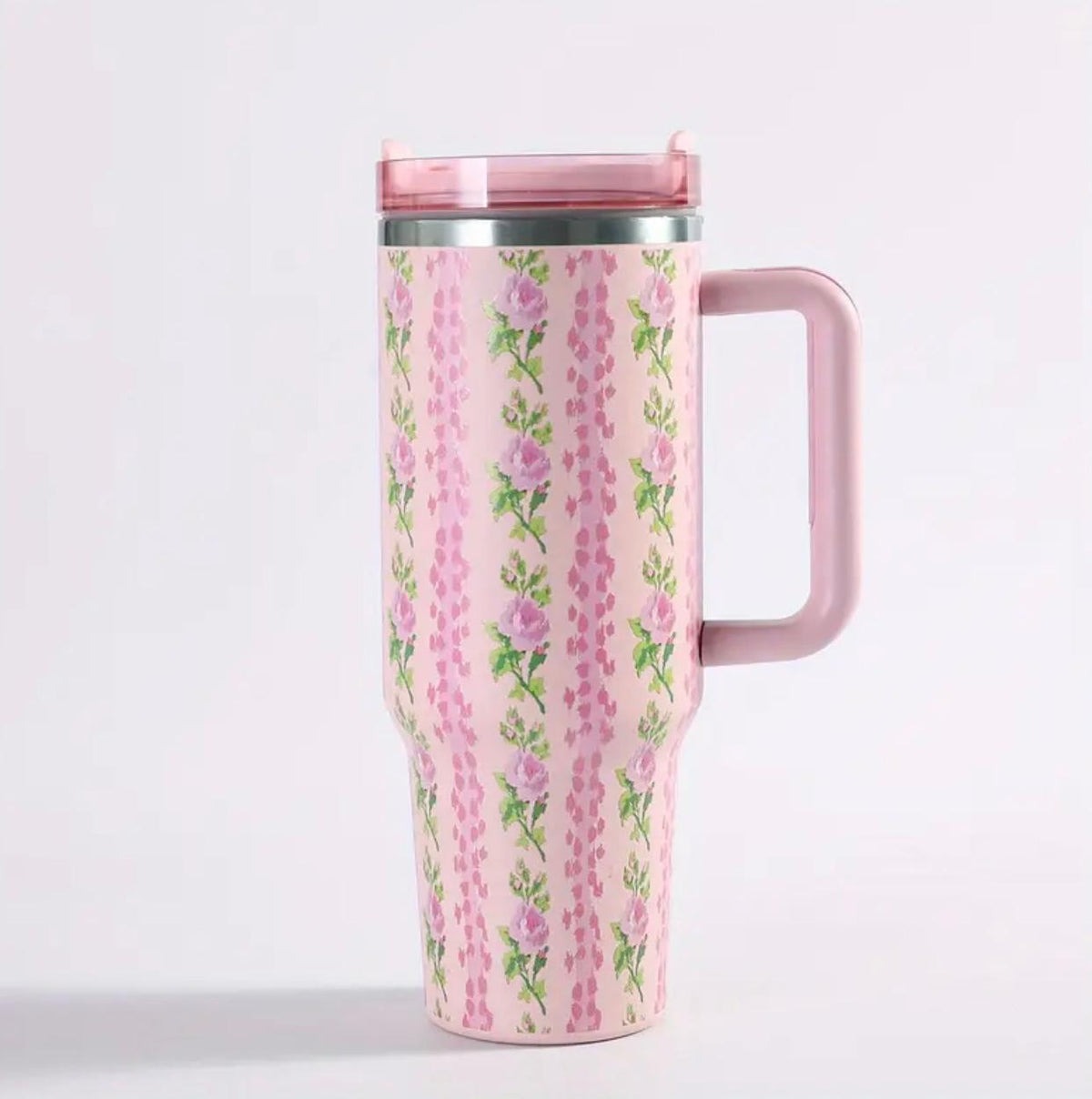 1,183 ml Stainless Steel Insulated Tumbler with Lid & Handle – Double Wall Vacuum Travel Mug - Light Pink