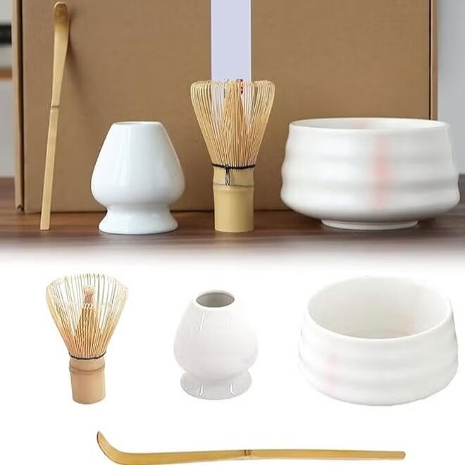 4 Piece Matcha Tea Set ( White)
