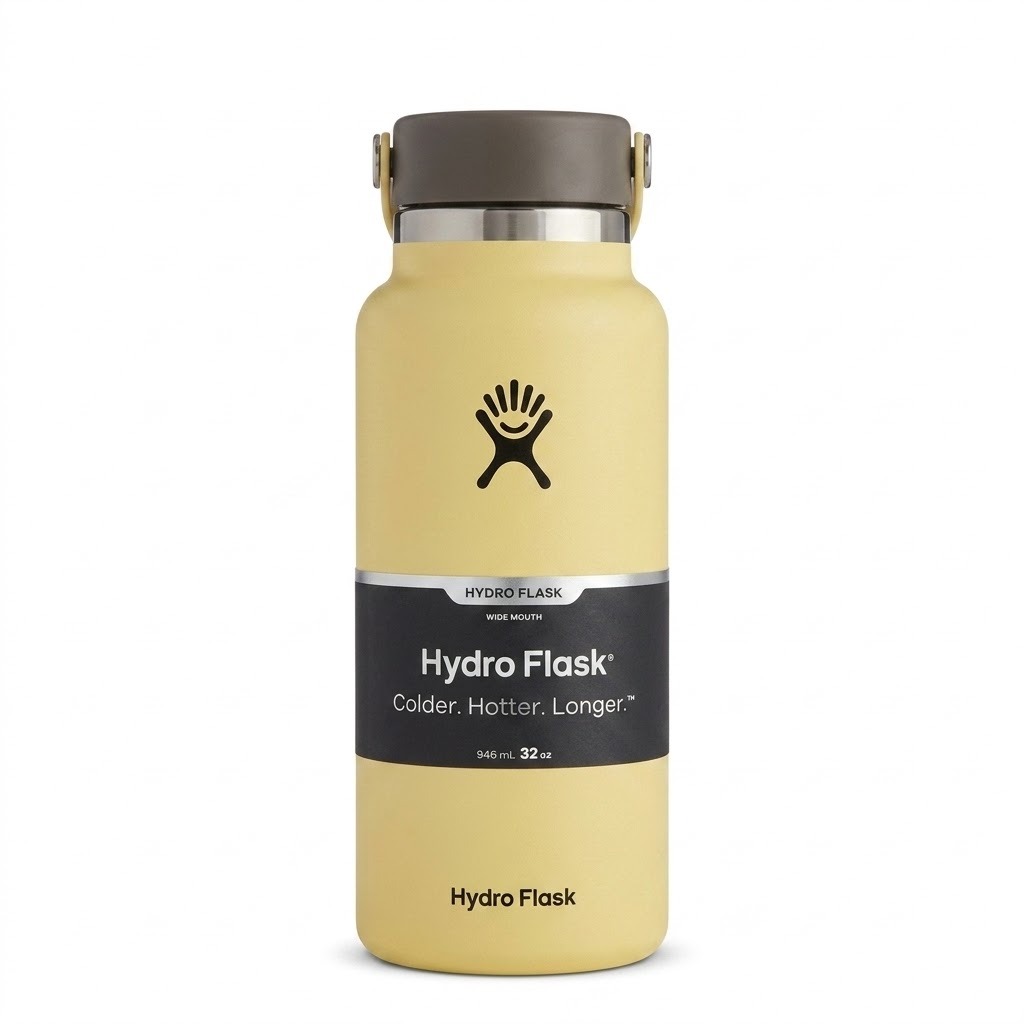 Hydro Flask with Straw and Chug Lid Vacuum Insulated Stainless Steel 946ml Water Bottle - Yellow