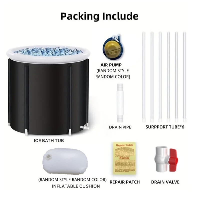Ice Bathtub for Athletes Free-Standing Blow Up Bath Tub Portable Folding (80 x 75cm)