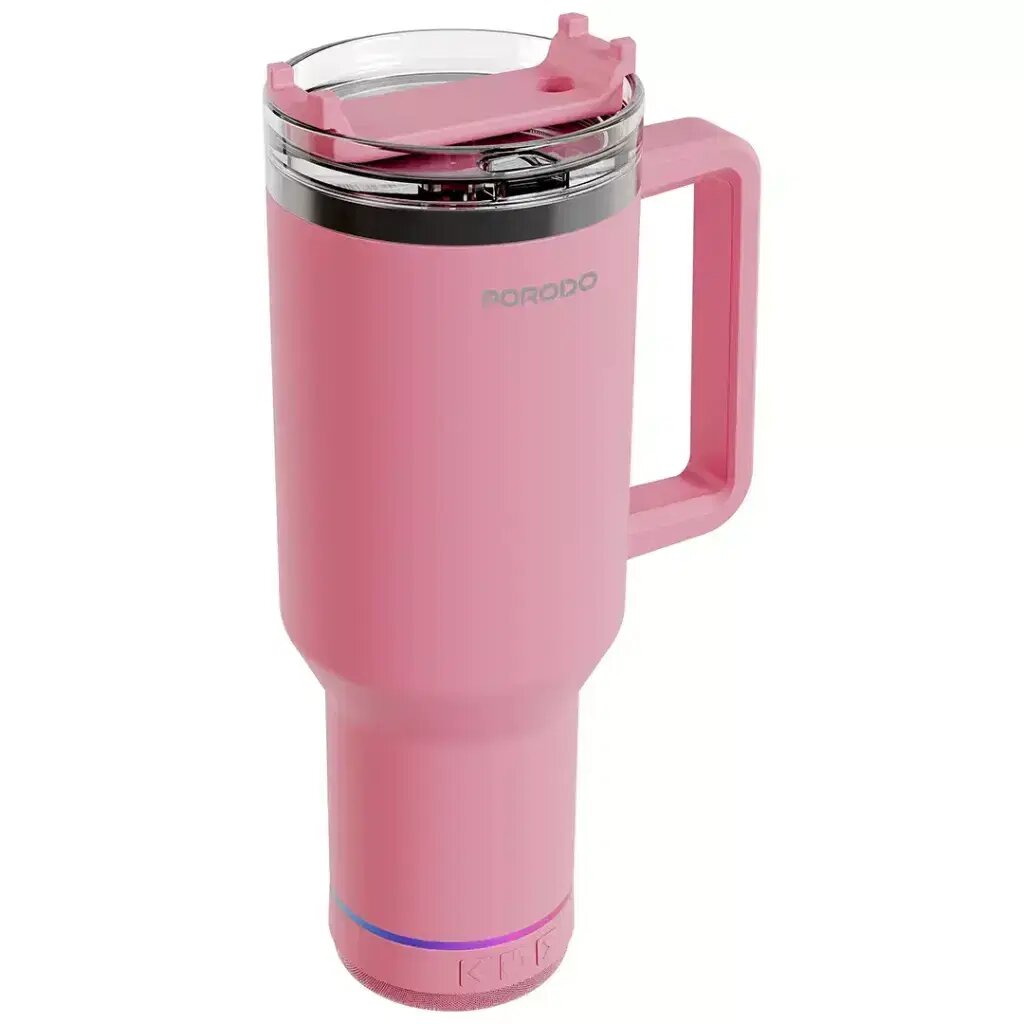Porodo HydroTunes Portable Tumbler with Bluetooth Speaker- Pink