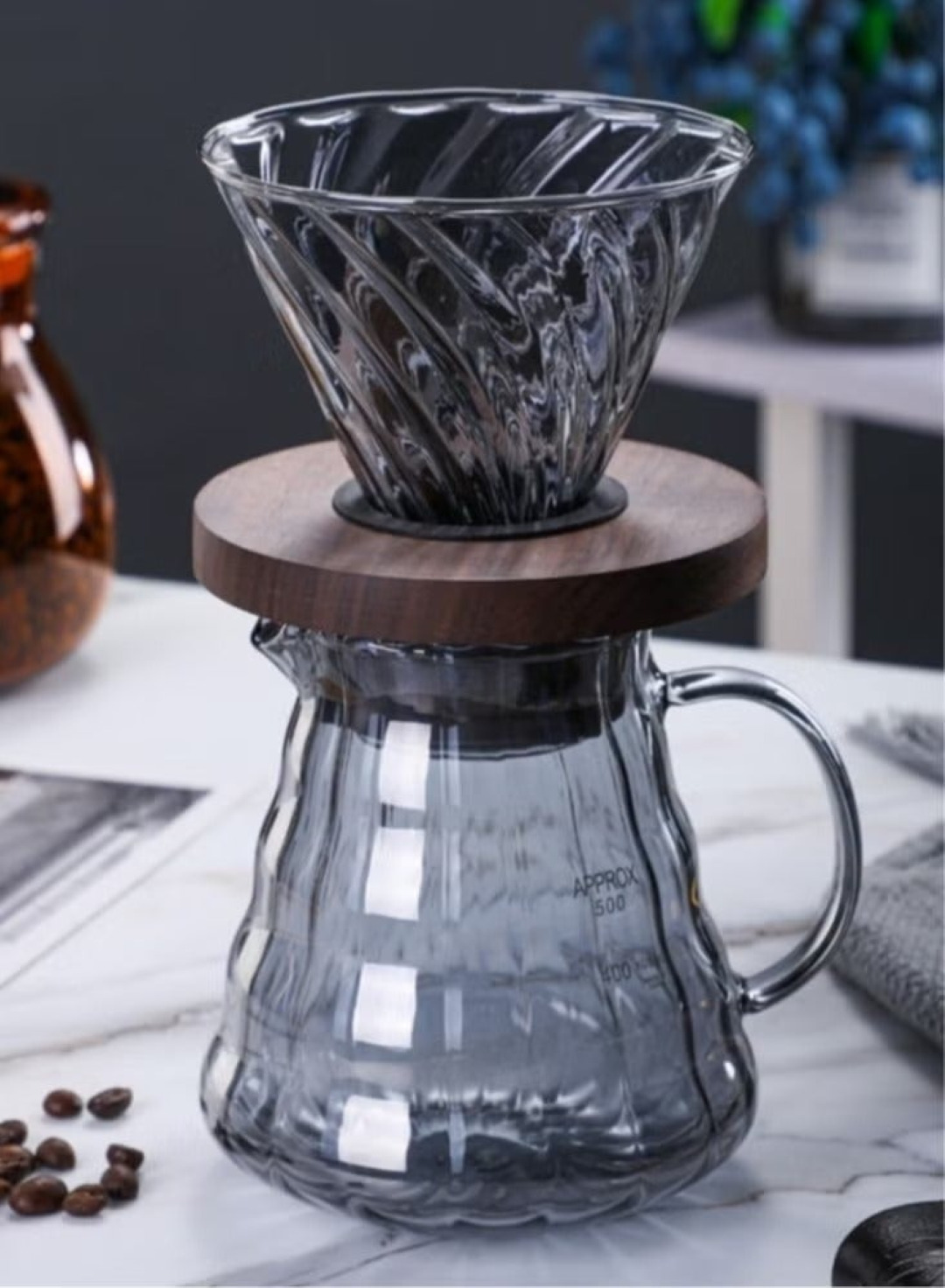 V60 Coffee Maker Drip Set Of 3 With Filter Clear 500 Ml
