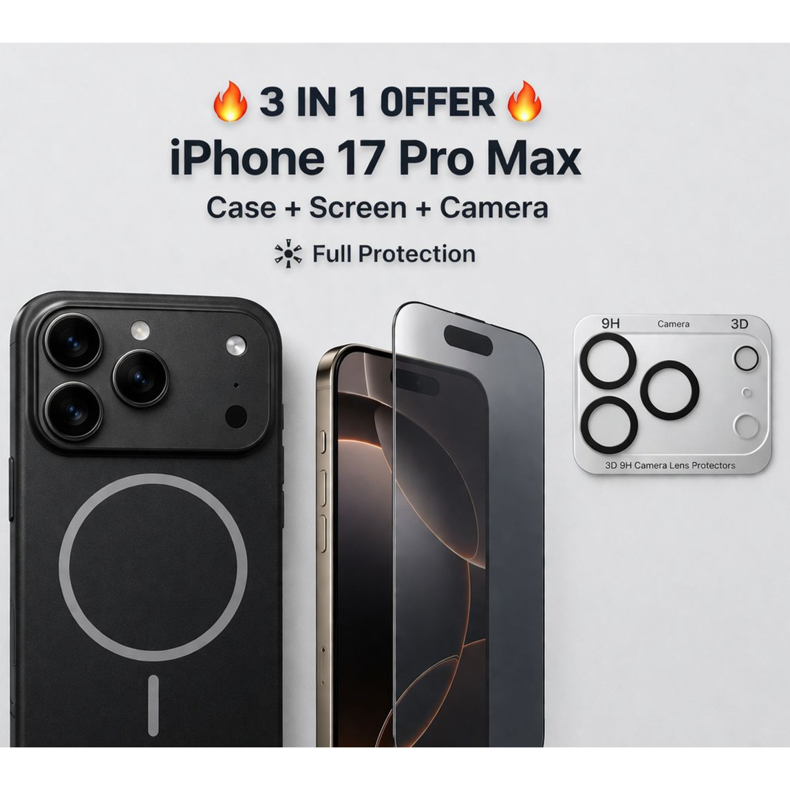 3-In-1 Bundle for iPhone 17 Pro Max - Black