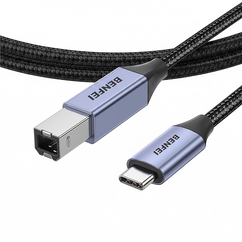 Benfei Usb B To Usb C Printer Cable 2M/ Nylon Braided