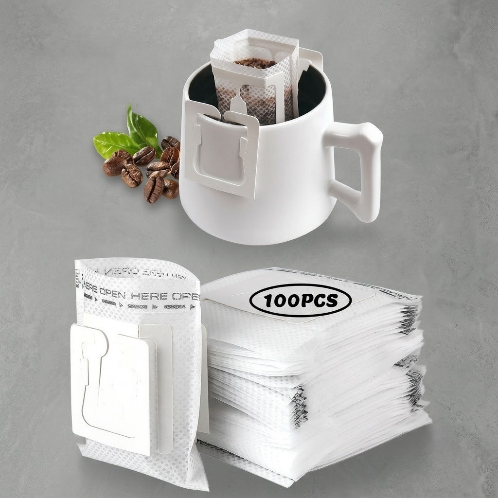 Portable Hanging Ear Coffee Filters (100 Pack)