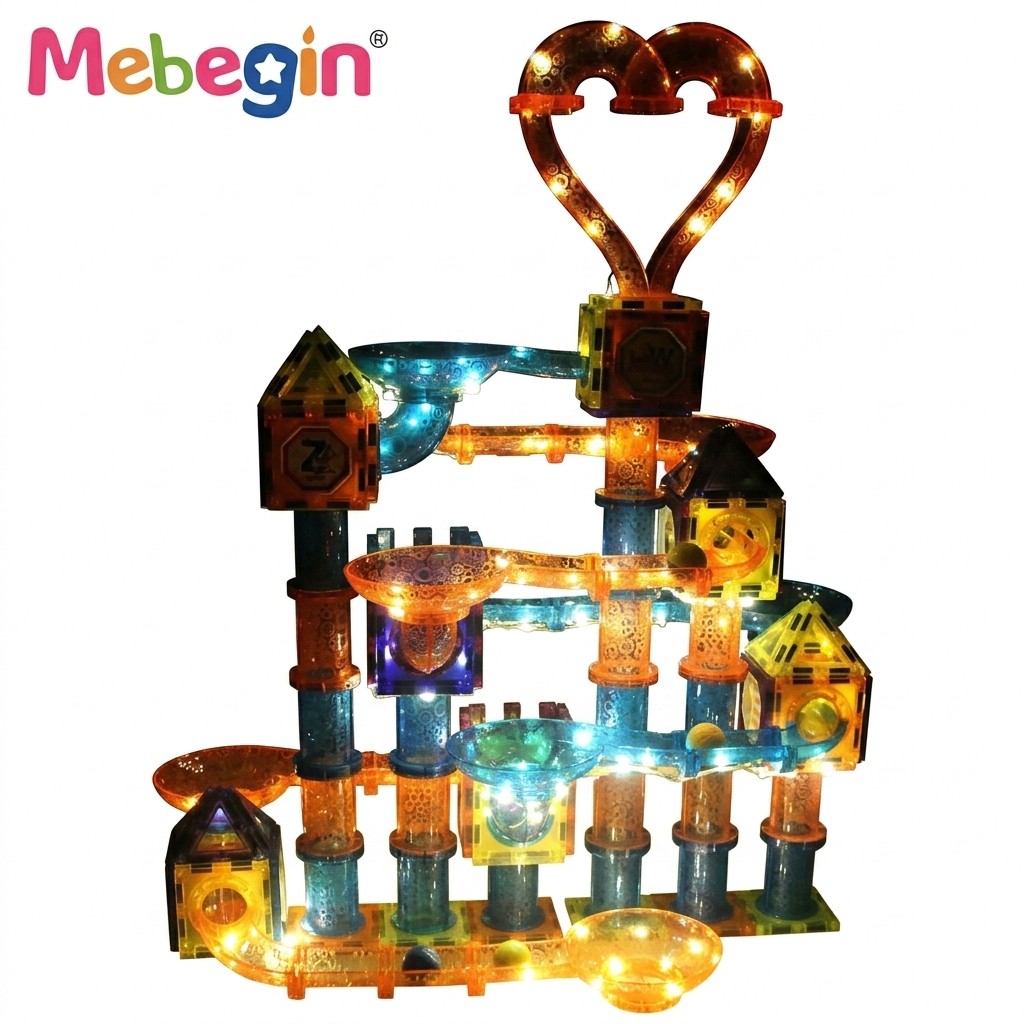 111-piece 3D magnetic light-up track building set.