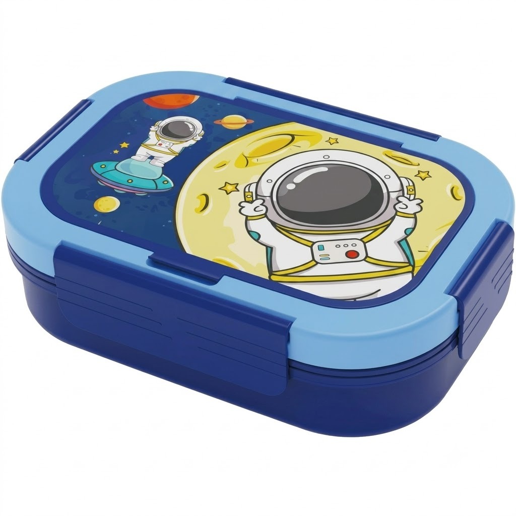 PEARL Kids Regular Plastic Bento Lunch Box - Astronaut Design